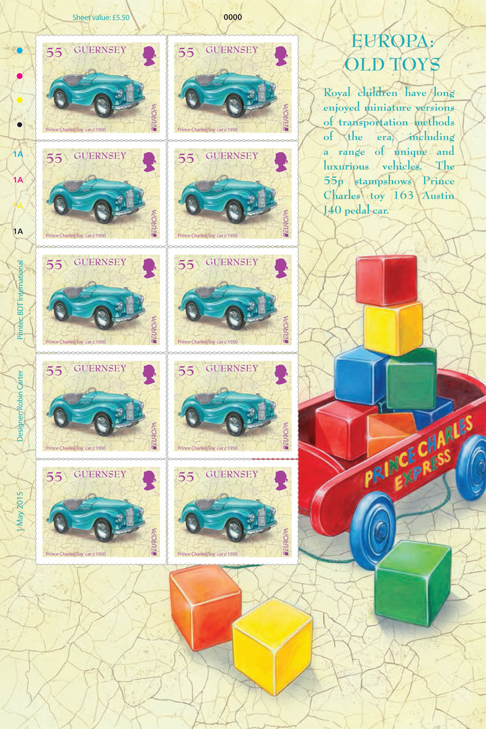 Sheets of 10 (55p Europa)